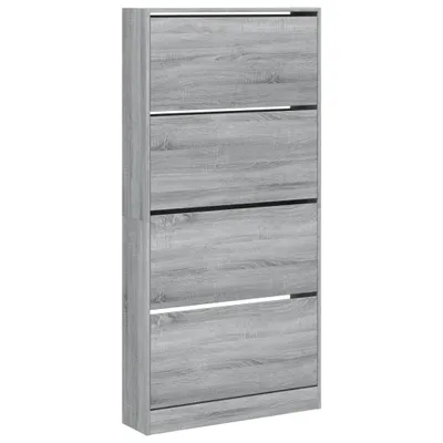 Produktbild von Schuhschrank mit 4 Klappen Grau Sonoma 80x21x163,5 cm