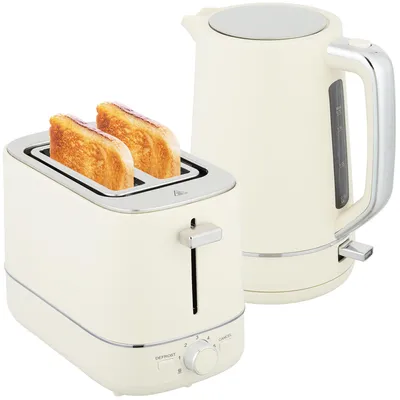 Produktbild von HOMCOM Wasserkocher Toaster Set Frühstück-Set mit 1,7L Wasserkocher Beige
