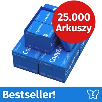 Zdjęcie produktu dla NOWOŚĆ: Easyprint Papier do drukarek i kopiarek, 25000 arkuszy, 50 x 500, A4, Premium, ekstra biały, CIE 160, Zwycięzca testów, Certyfikat PEFC