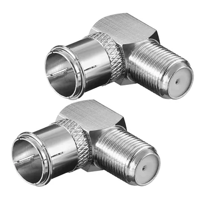 Produktbild von ORSEM 2x F-Winkeladapter 90° Quick F-Stecker auf F-Buchse SAT Koaxialkabel 75 Ohm SAT TV Schnelstecker für Koaxialkabel vernickelt Silber