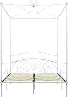 Produktbild von Hochwertigen Möbel Klassische Betten - Weiß Himmelbett-Gestell - Doppelbett Weiß Metall 140x200cm NEU9673564