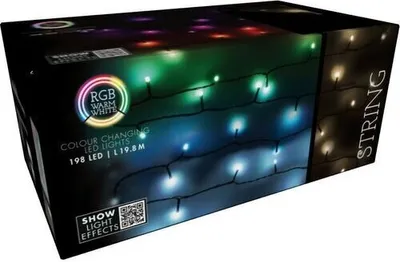 Produktbild von LED Lichterkette RGB 198er Strom Timer Fernbedienung außen Funktionen 19,8m