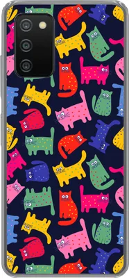 Produktbild von MuchoWow® Handyhülle Schutzhülle Hülle für Telefoonhoesje Samsung Galaxy A03s Muster - Katze - Regenbogen - Rosa - Mädchen - Kinder - Kind Silikon Softcase Handy Hülle - Schutz