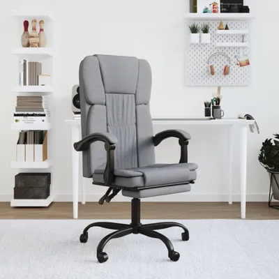 Produktbild von vidaXL Bürostuhl mit Liegefunktion Hellgrau Stoff - Bürostuhl Mit Liegefunktion - Bürostühle Mit Liegefunktion - Bürostuhl Mit Relaxfunktion - Schreibtischstuhl
