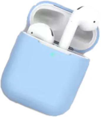 Productafbeelding van CHPN - Beschermhoes, geschikt voor AirPods 1 & 2 - Siliconen - AirPods-hoesje - Lichtblauw - Beschermhoes voor AirPods