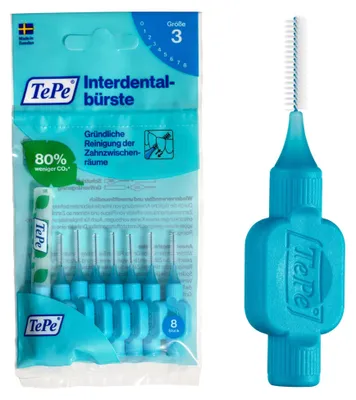 Produktbild von Interdentalbürste TePe Blau 0,6mm ISO 3 8 Stück Zahnreinigung Plaque-Entfernung