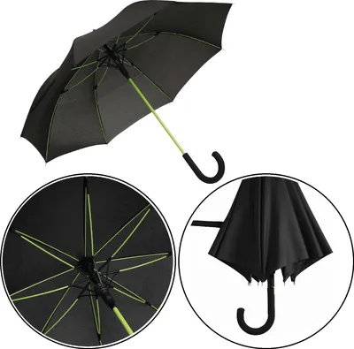 Produktbild von Stockschirm Automatik 103cm Damen, Herren Schwarz - Grün Öffnung per Knopfdruck