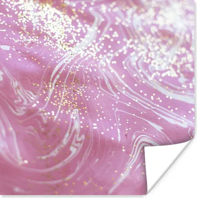 Produktbild von MuchoWow® Poster Marmor - Rosa - Weiß - Gold 30x30 cm - Wandposter - Printing