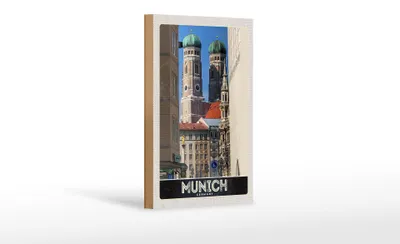 Produktbild von Holzschild Reise 12x18 cm München Stadt Mittelalter Architektur