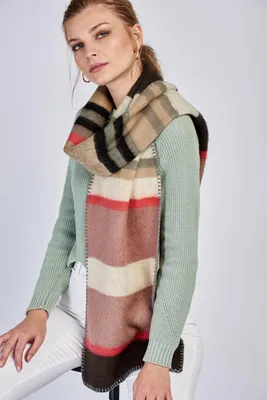 Produktbild von Damen Schal Strickschal Rosa Karo Halstuch Poncho Neu N-424