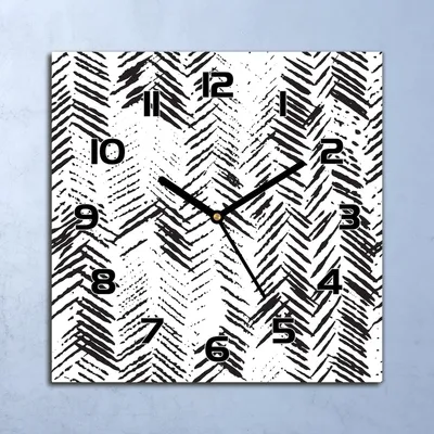 Produktbild von Wanduhr Echt-Glas-Küchenuhr Fischgrätenmuster Quarz Lautlos 30x30 Deko Bilder