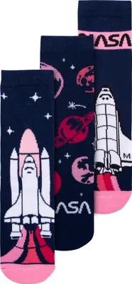 Produktbild von NASA Socken für Mädchen - Kinder Sneaker Kindersocken Söckchen Blau/Pink (3er Pack), Größe:27-30