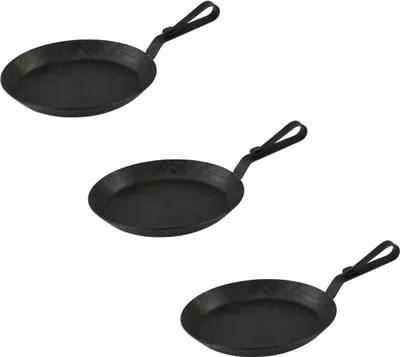 Image de Servierpfanne aus Schmiedeeisen mit gebogenem Hakenstiel Ø 20 cm 3 Stück
