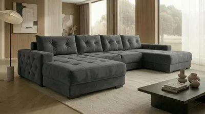 Produktbild von Ecksofa MODENA 362x170 cm mit Schlaffunktion, Bonellfederkern und Bettkasten, Farbe: Dunkelgrau