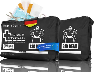 Produktbild von BigDean 2x Verbandskasten GERMANY in rot – Verbandstasche nach DIN 13164:2022 : Schwarz