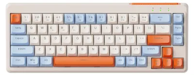 Image de Clavier de jeu sans fil, disposition QWERTY, connectivité BT/2.4G/filaire, touches silencieuses à membrane, éclairage arc-en-ciel, 67 touches en PBT