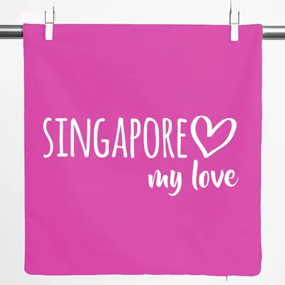 Produktbild von Huuraa Kissenbezug Singapore my love 40x40cm Fuchsia Baumwolle Dekokissenbezug Geschenkidee