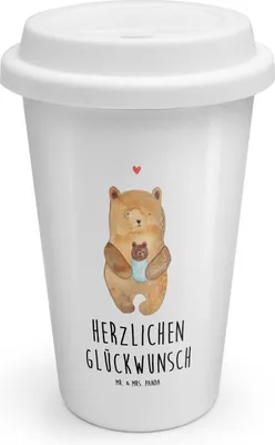 Produktbild von Mr. & Mrs. Panda Thermobecher Bär Baby - Weiß - Geschenk, Kaffeebecher To Go, Coffee Becher, Teddy, Nichte, ToGo, Mutter, Isolierbecher, Neffe, Geburtstag