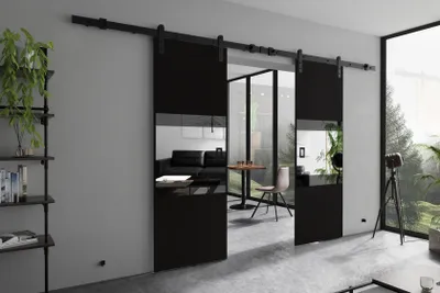 Produktbild von KIER FURNITURE MIA DUO – Schiebetür Komplettset – 132x205x1,6 cm - Schwarz