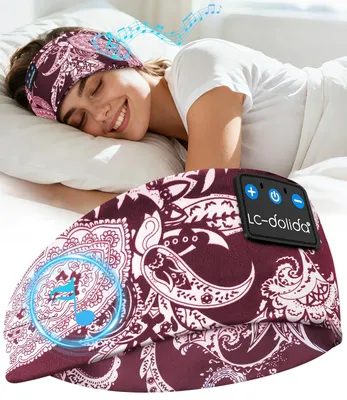 Produktbild von Schlafkopfhörer Bluetooth Kopfhörer Stirnband Seitenschläfer Sleep Headphones 15+Std Playtime Schlafstirnband mit HiFi-Stereo für Sport Rote Bohnen