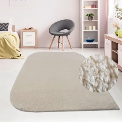 Produktbild von Rechteckiger Designer Teppich – abgerundeten Ecken – beige Größe - 160 x 230 cm