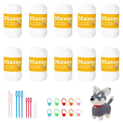 Häkelgarn-Set 10x50g, Baumwollmix, Chunky, für Anfänger