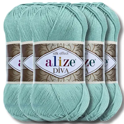Zdjęcie produktu dla Alize 5 x 100 g wełna Diva, jednolita, do szydełkowania i dziergania (463)