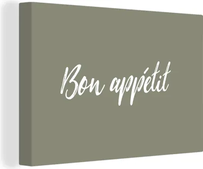 Obrázek produktu pro OneMillionCanvasses® Malba na plátně Nástěnná malba na plátně - Dobrou chuť - Citát - Přísloví - Olive green - 150x100cm