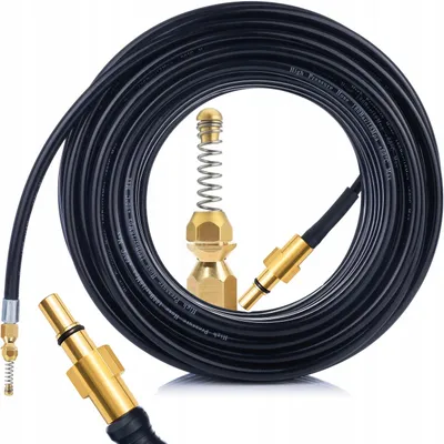 Produktbild von Hochdruckschlauch Ersatzteil mit Messing Sprühdüse 10 m – 60°C | Kompatibel mit Hochdruckreiniger Black+Decker Bosch MacAllister Stanley Michelin