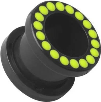 Produktbild von Ohr Flesh Tunnel Piercing Acryl Schwarz Screw On - Point Neon Enamel Grüne Beschichtung - VEFTBKD 10MM