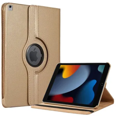 Image de Coque pour iPad 10,2 Pouces (7/8/9ème Génération, 2019/2020/2021) Etui Rotatif 360° Multi-Angle Doré
