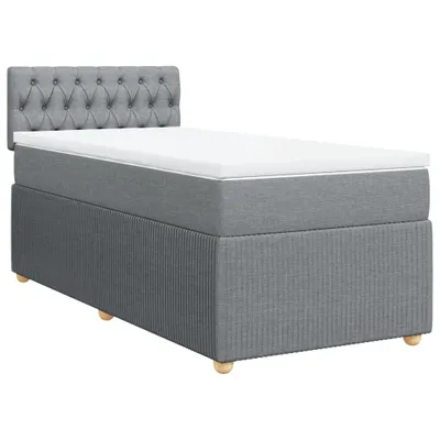 Produktbild von Boxspringbett mit Matratze Hellgrau 80x200 cm Stoff