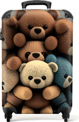 Obrázok produktu pre NoBoringSuitcases.com® Kufr Príručná batožina na kolieskach Rolling suitcase Malý cestovný kufor na 4 kolieskach - Medvedík - Teddy - Brown - Design - Boys - Girls - Cabin Size < 55x40x23 cm & 55x40x20 cm - Foto kufor - Príručný kufor - Board luggagePríručná batožina Kufrík 55x35x20 cm, 36L,