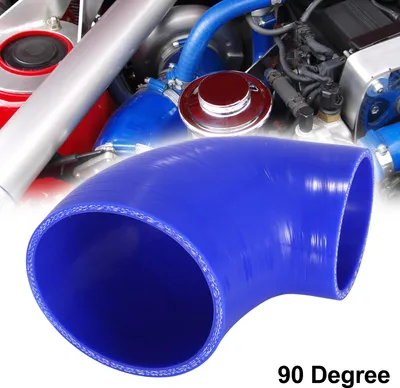 Image de 76-102mm 3"-4" ID 90 Degré Coupleur Silicone Tuyau Bleu pour Voiture