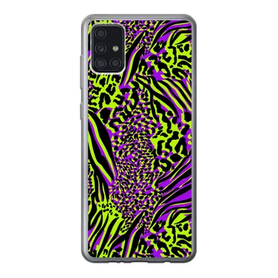 Produktbild von MuchoWow® Handyhülle Schutzhülle Hülle für Samsung Galaxy A52 5G Tiermuster - Zebra - Neon - Lila Silikon Softcase Handy Hülle - Umschlag