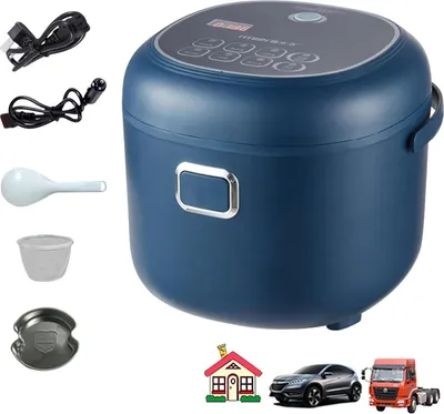 Produktbild von Tragbarer Reiskocher - Mini Reiskocher - 2 L - 12/24/220 V - 200 W - Für Auto, LKW und Zuhause - Antihaft-Innentopf - Für 1–3 Personen - Weiß