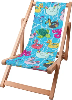 Immagine prodotto di Sdraio per bambini Dreamroots pieghevole in legno fino a 130 kg, lettino prendisole pieghevole con regolazione dell'inclinazione dello schienale in 3 fasi, giochi per la piscina