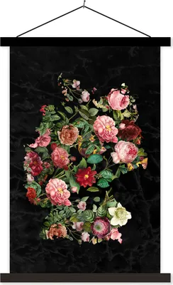 Produktbild von MuchoWow® Textilposter Karte - Deutschland - Blumen 120x180 cm mit schwarzem Rahmen - Fotos