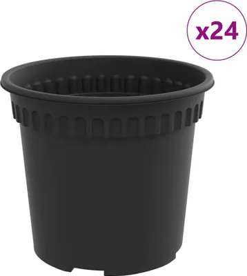 Obrázek produktu pro vidaXL Kulaté květináče, 24 kusů, černá barva, průměr 15 cm, výška 12 cm, plast