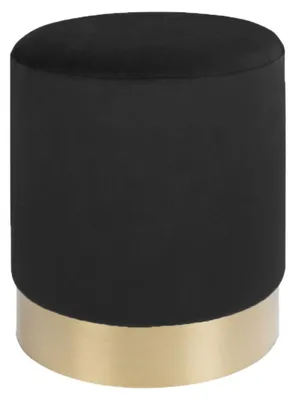 Immagine prodotto di Pouf Gamby in velluto nero con base ottone, ø34×43 cm