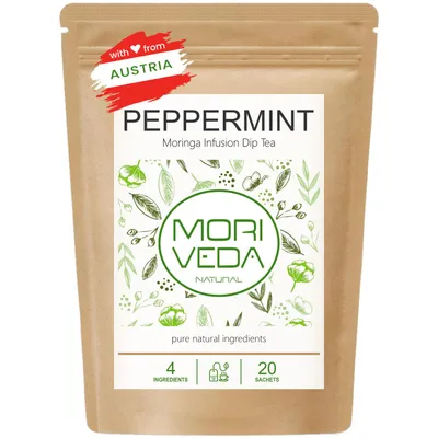 Produktbild von MoriVeda® - Moringa Tee 100 % natürlich & vegan 20 Beutel Moringa Minze
