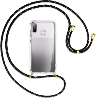 Produktbild von Handykette Backcover-Schutzhülle mit Band (Metall goldfarben) für HTC U12 life - schwarz/gold