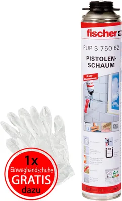 Immagine prodotto di fischer Pistolenschaum 1K PUP S 750 B2 750 ml + 1 Einweghandschuh