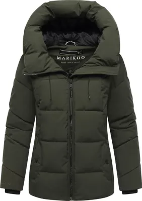 Produktbild von Marikoo Damen Winter Steppjacke Winterjacke gesteppt warm fleece gefüttert Kuscheltatze Dunkel Olive XL - 42