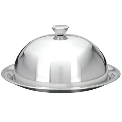 Produktbild von Serviertablett Servierplatte Unterteller mit Speiseglocke aus Stahl 26 cm