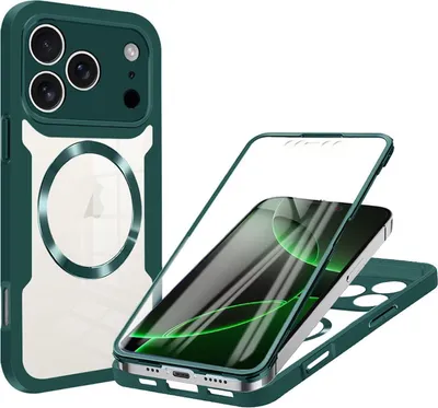 Produktbild von Für Apple iPhone 17 Pro MagSafe Ring Full Body 360 Grad Acryl TPU Hülle Grün