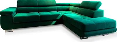 Produktbild von Masseno Ecksofa SELVA R-S mit Schlaffunktion L-Form, Sofa mit Bettkasten, Wohnzimmersofa, Couch, Soffa, Bettsofa, Couchgarnitur- Grün, MONOLITH 37
