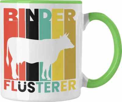 Produktbild von Trendation - Rinder Flüsterer Tasse Geschenk Landwirt Bauer Geschenkidee Lustiger Spruch für Rinder-Liebhaber (Grün)