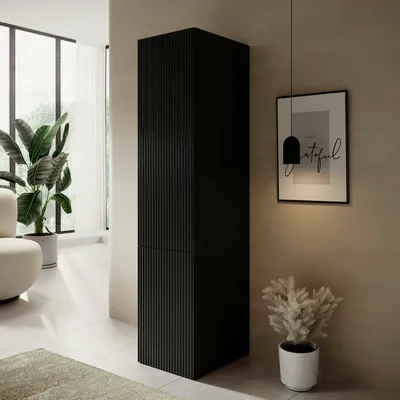 Immagine prodotto di Dmora Armadio Multiuso 1 Anta Treville 55.5x198.5h cm Nero, Un'anta 5 Vani