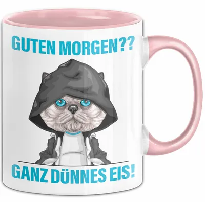 Produktbild von Sarkasmus Tasse Geschenk Lustiger Spruch Guten Morgen Ganz Dünnes Eis Becher (Rosa)